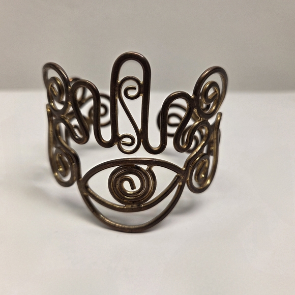 Jewelry - Copper Artisan Swirl Open Cuff Bracelet Boho Chic Metal Jewelry